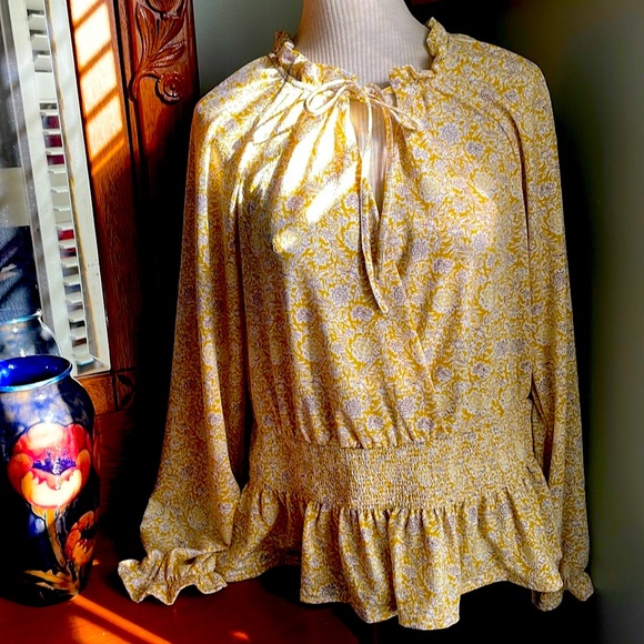 Beautiful yellow flowered boho blouse - Picture 1 of 6